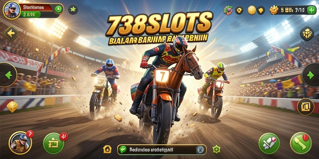 Tangkapan layar gameplay balapan mendebarkan di 738SLOTS.