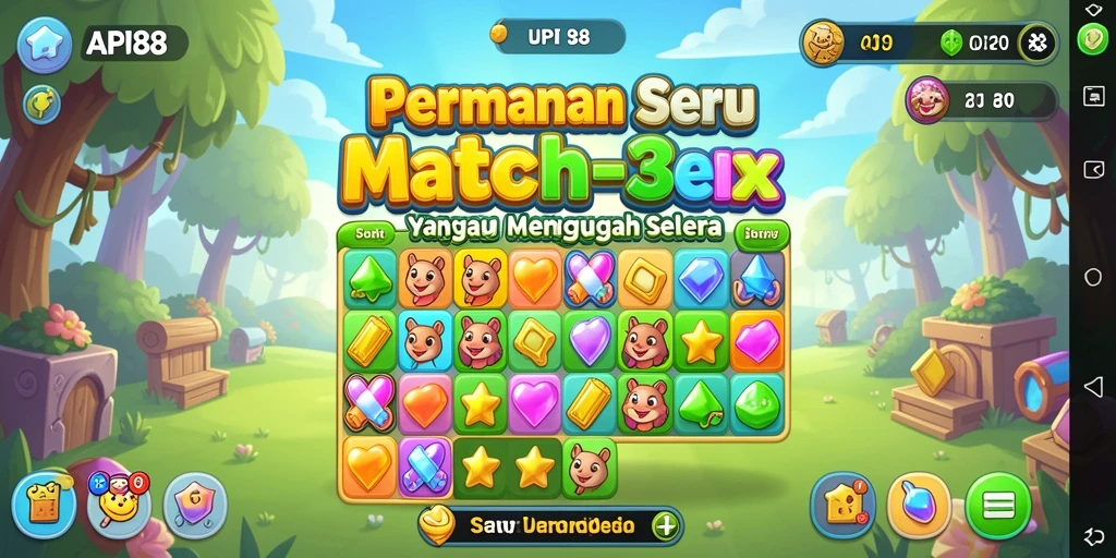 Screenshot gameplay API88 yang menampilkan keseruan mencocokkan item Match-3.