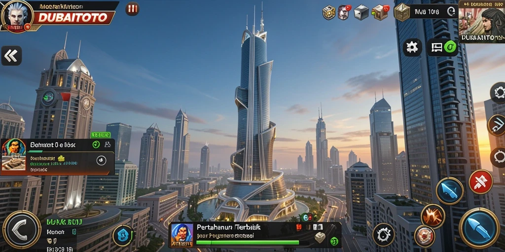 Screenshot DUBAITOTO menampilkan strategi menara pertahanan yang intens.