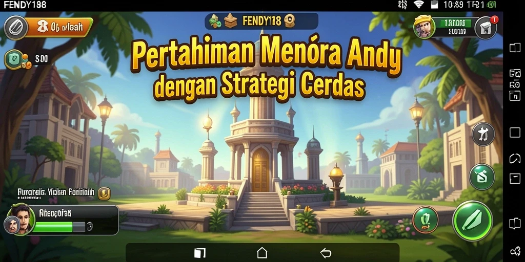 Screenshot menampilkan gameplay FENDY188 dengan menara pertahanan dan serangan musuh.