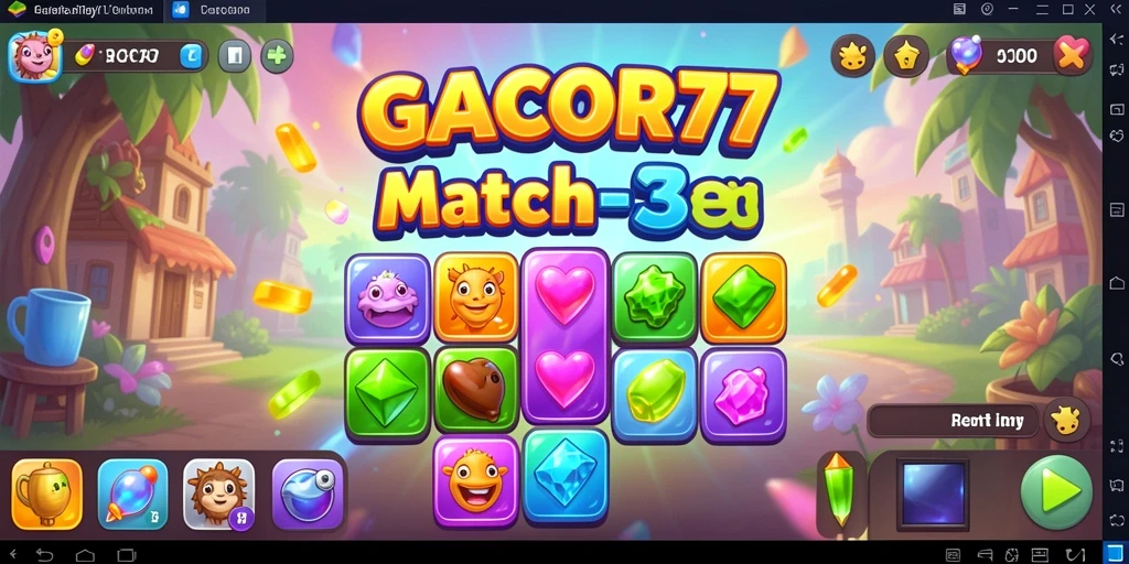 Tampilan screenshot GACOR77 menampilkan gameplay Match-3 yang menarik.
