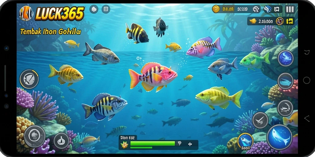 Screenshot gameplay LUCK365 yang menampilkan aksi tembak ikan yang seru.