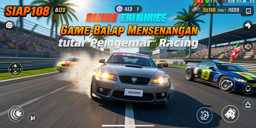 Tampilan balapan seru dalam SIAP108 dengan kendaraan yang realistis.