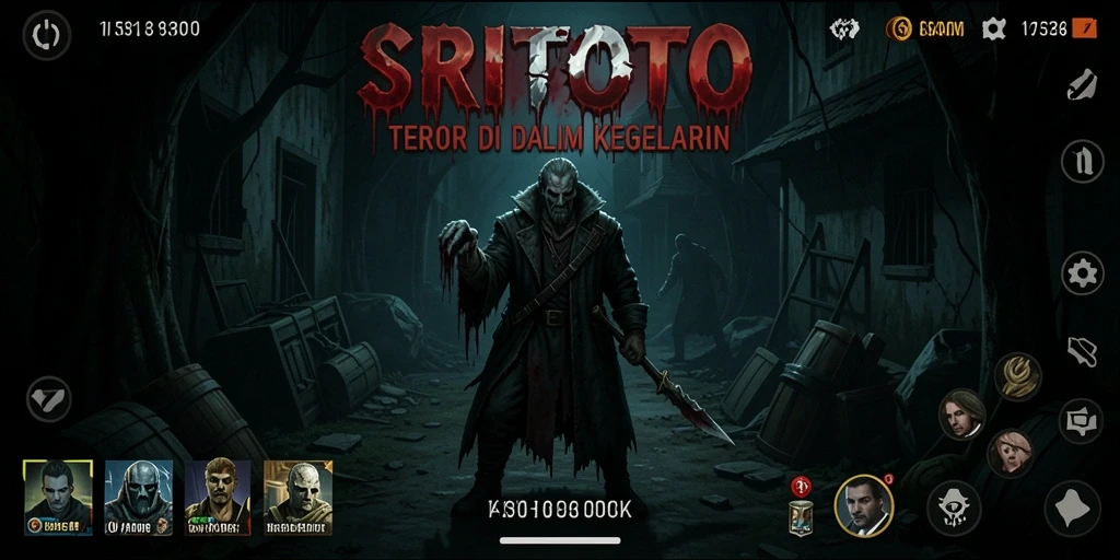 Tangkapan layar gameplay SRITOTO menampilkan suasana menyeramkan dan mencekam.
