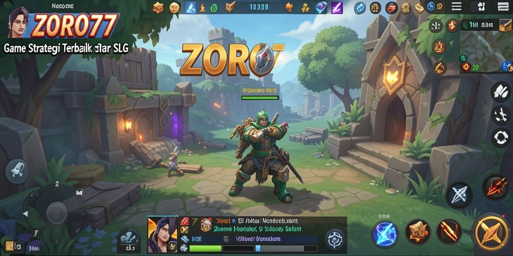 Screenshot gameplay ZORO77 menampilkan aksi pertempuran SLG yang intens.